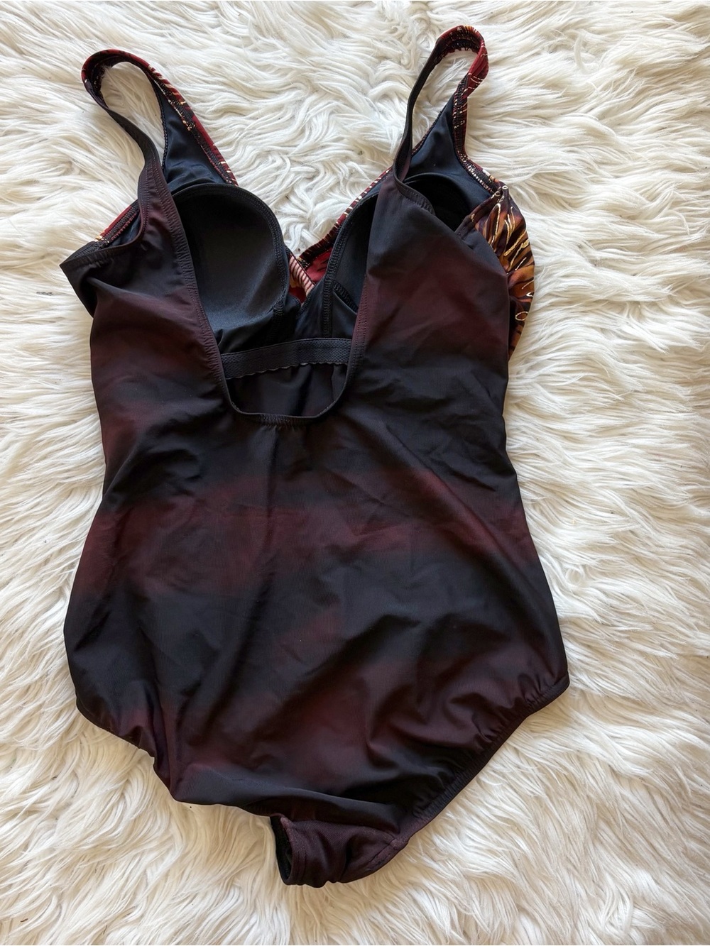 Miraclesuit 449931 Brown & Gold Metallic Print One Piece Swimsuit Size 12 - Picture 2 of 5